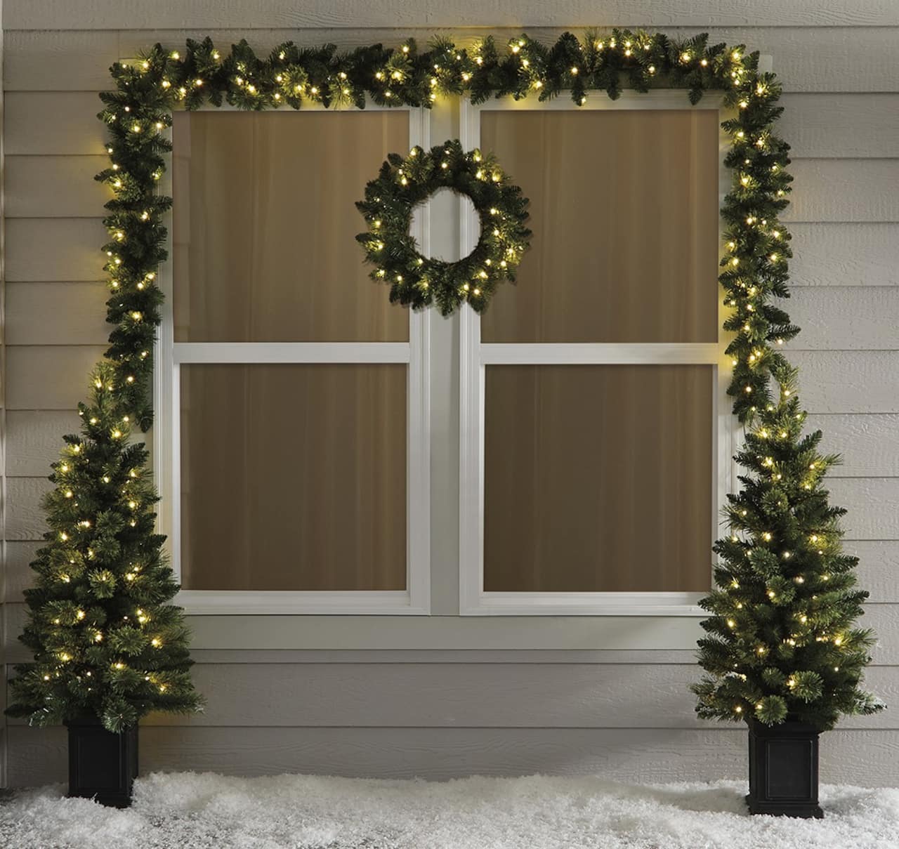 5pc. Pre-Lit Artificial Christmas Tree, Wreath, & Garland Entryway Set, Colour Changing LED Lights by Ashland®